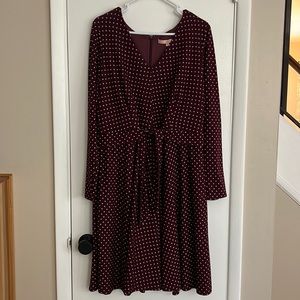 Hutch long sleeve maroon and tan dress, size 1X